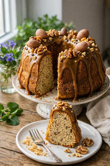 Babka orzechowa z karmelem