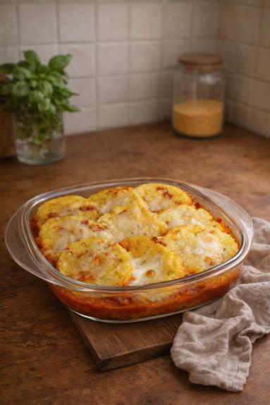 Gnocchi z kukurydzy /di Polenta /con Verza e Speck