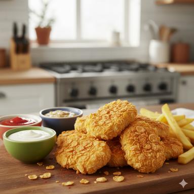 Nuggetsy z piekarnika w płatkach kukurydzianych 