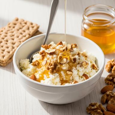 Twarożek high-protein z miodem i orzechami