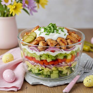 Warstwowa sałatka gyros fit 