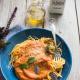 Spaghetti z sosem z pieczonych pomidorów i dyni Spaghetti z sosem z pieczonych pomidorów i dyni