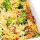 Zapiekanka makaronowa z brokułami, pieczarkami i boczkiem Zapiekanka makaronowa z brokułami, pieczarkami i boczkiem
