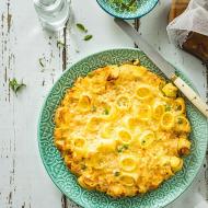 Frittata z makaronem i groszkiem